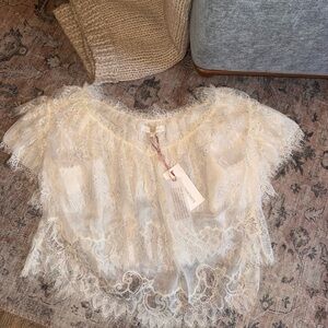 NWT LoveShackFancy Vienne Lace Cropped Top